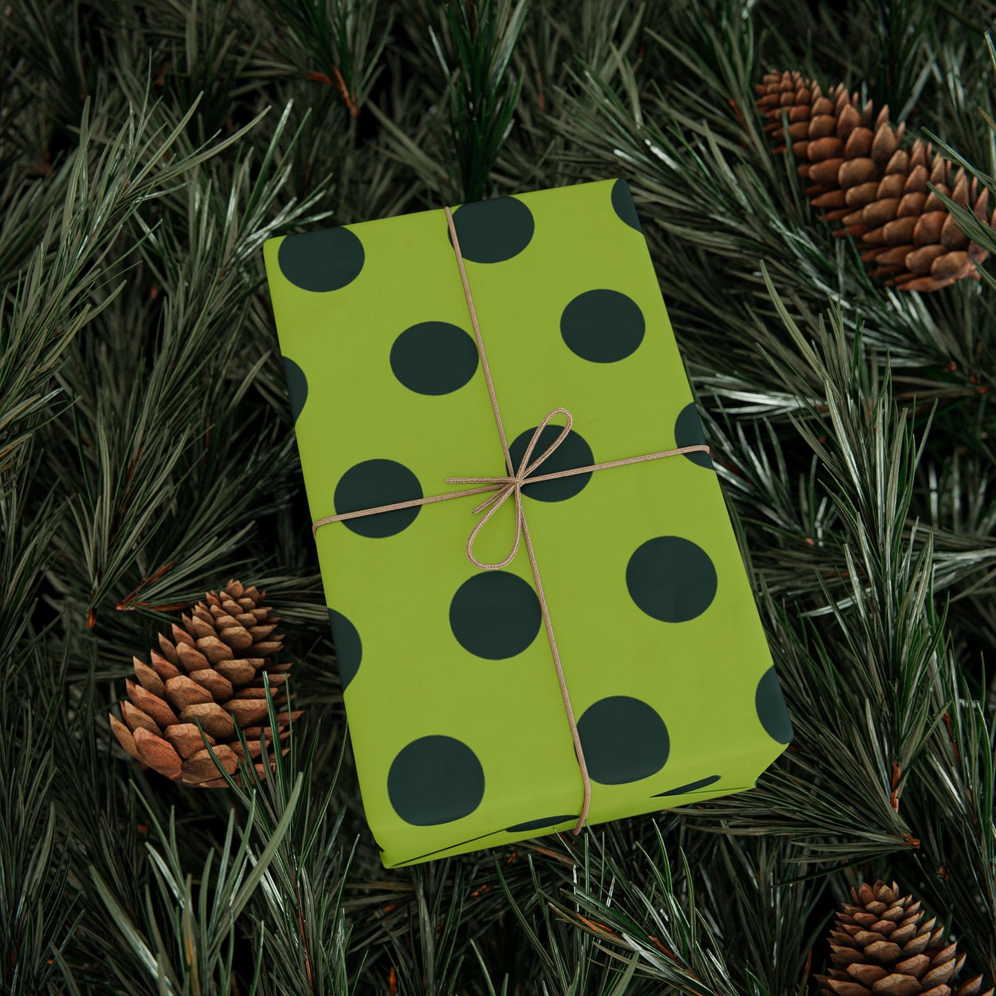 Lime Green with Dark Green Polka Dot Wrapping Paper