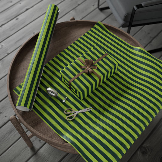 Striped Green Dark & Lime Green Wrapping Paper
