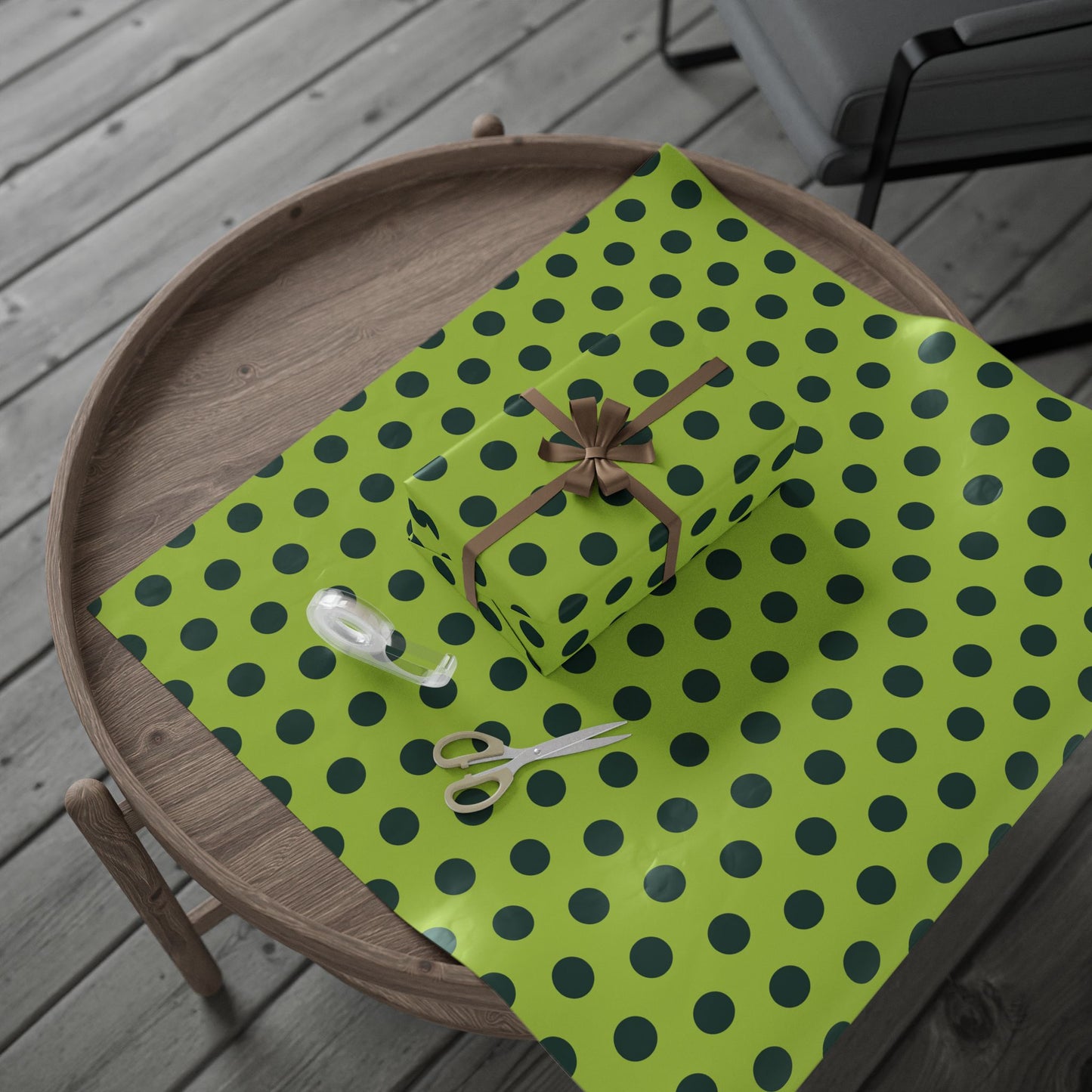 Lime Green with Dark Green Polka Dot Wrapping Paper