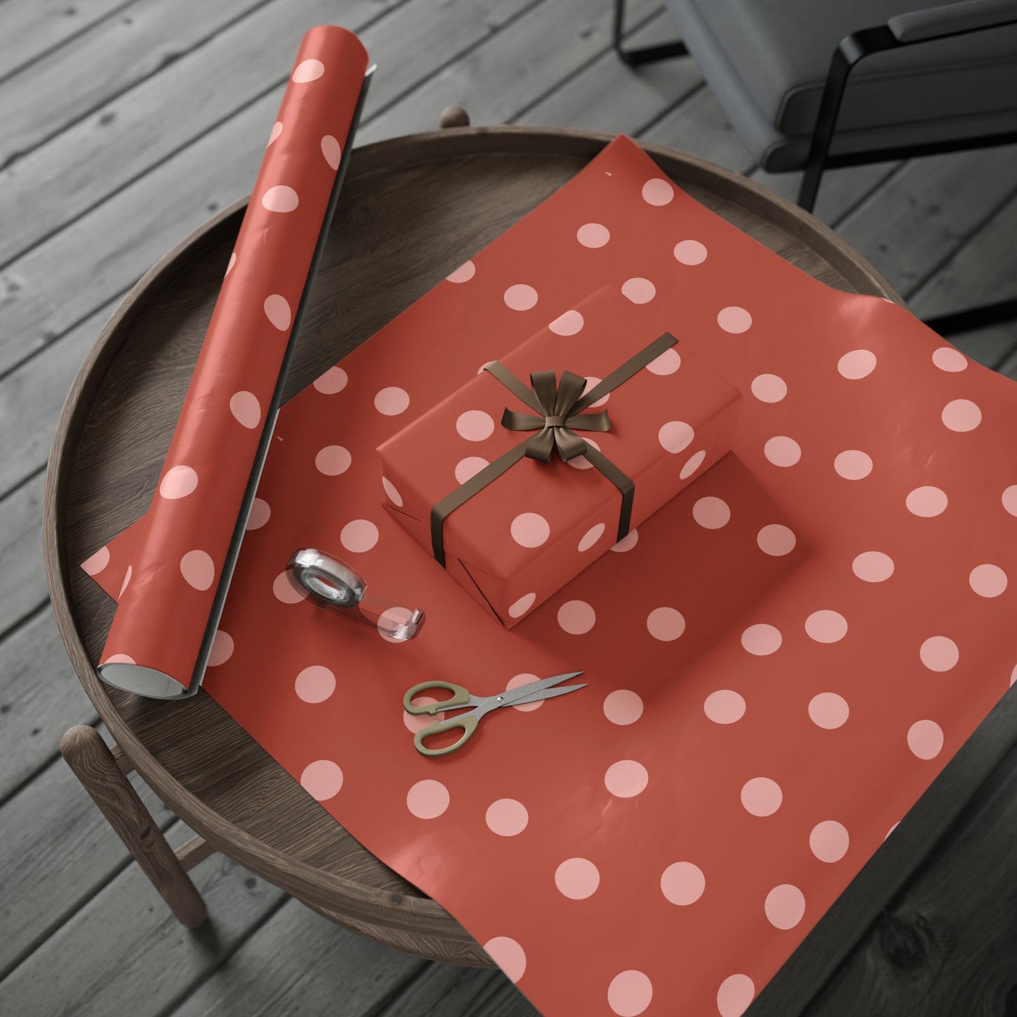 Polka Dot Coral Wrapping Paper