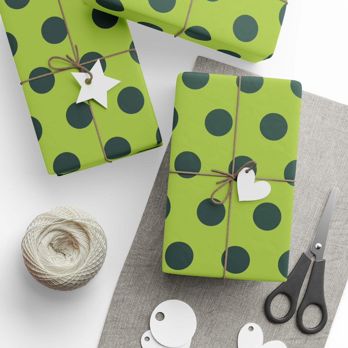 Lime Green with Dark Green Polka Dot Wrapping Paper