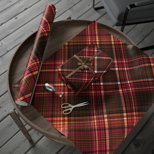 Plaid Red, Pink and Green Holiday Tartan Wrapping Paper