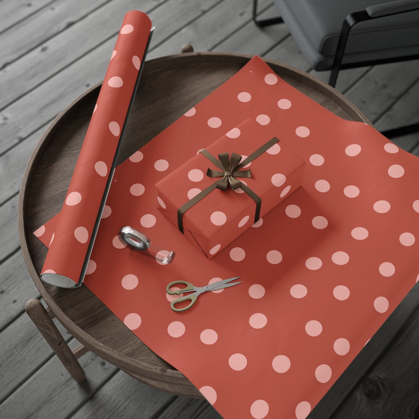 Polka Dot Coral Wrapping Paper