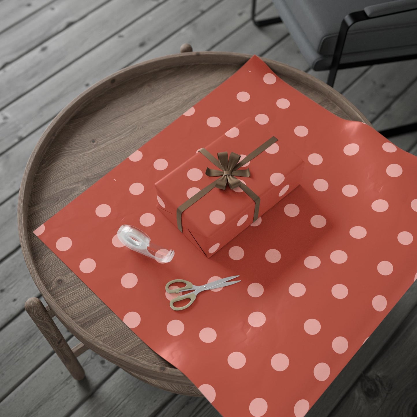 Polka Dot Coral Wrapping Paper