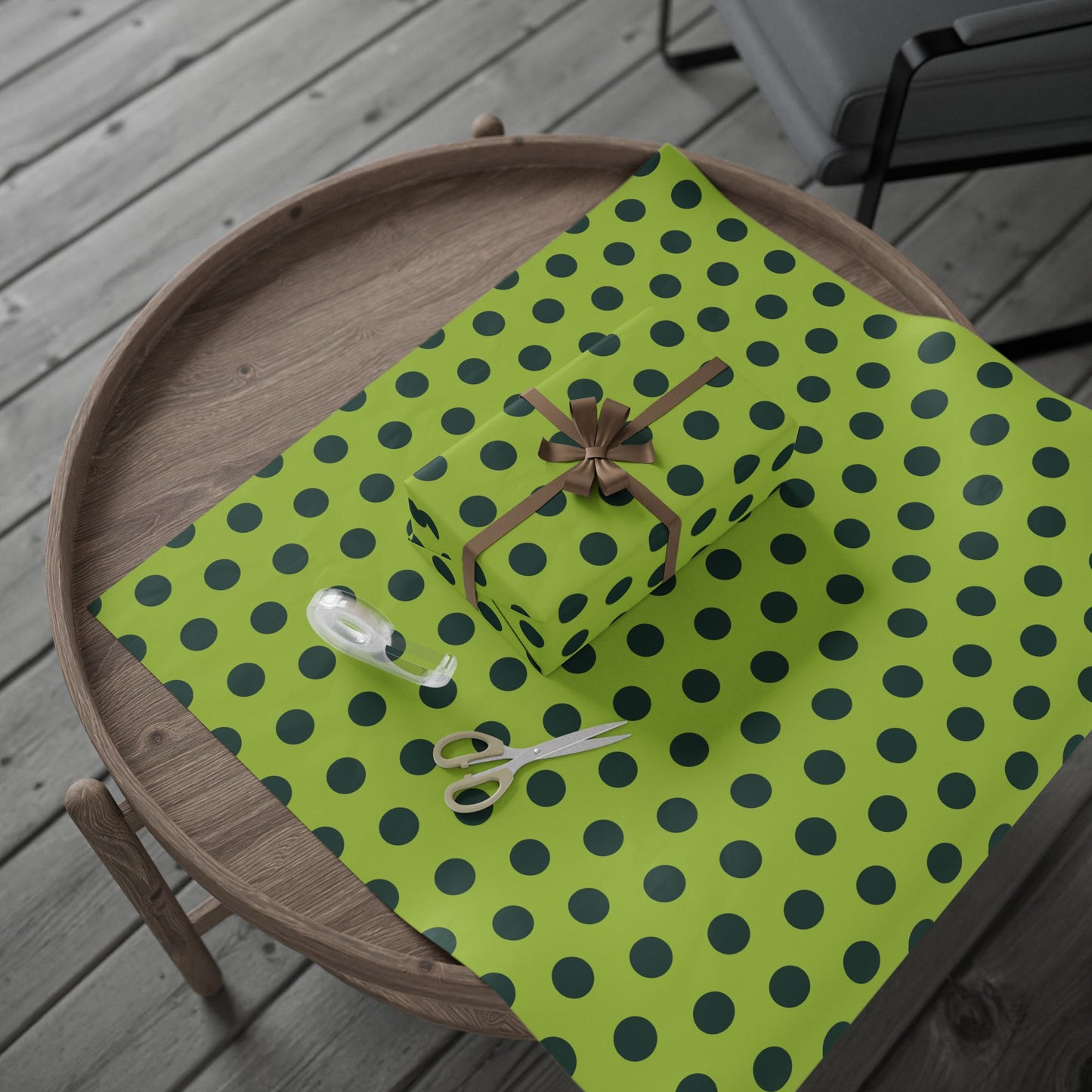 Lime Green with Dark Green Polka Dot Wrapping Paper