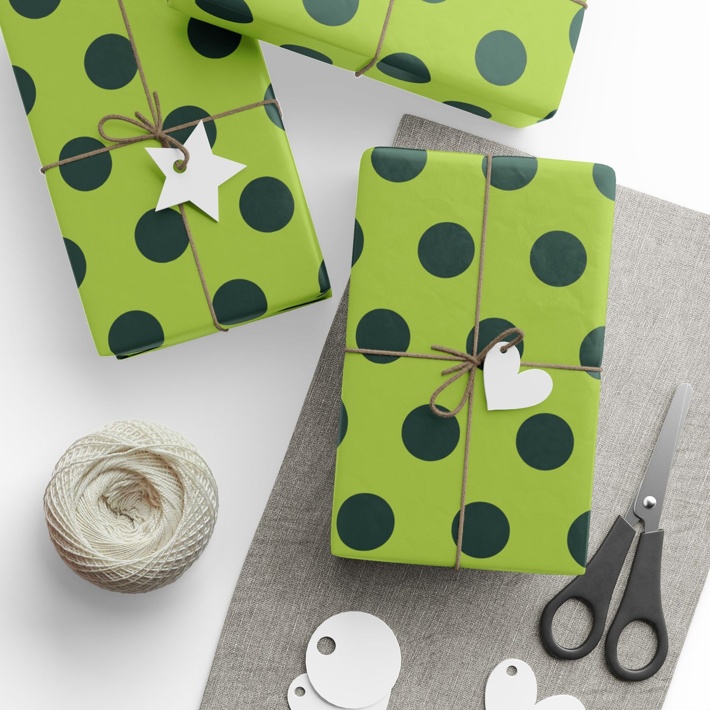Lime Green with Dark Green Polka Dot Wrapping Paper